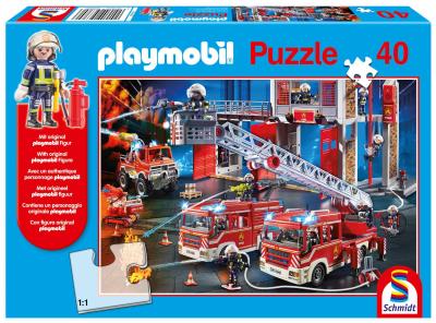 Opakowanie Puzzle 40 Playmobil Straż pożarna + figurka G3