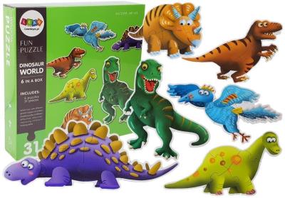 Puzzle Świat Dinozaurów 31 elementów 6 Dinozaurów Diplodok Tyranozaur. Wydawca: Lean Toys. SmakLiter.pl Opakowanie Puzzle Świat Dinozaurów 31 elementów 6 Dinozaurów Diplodok Tyranozaur