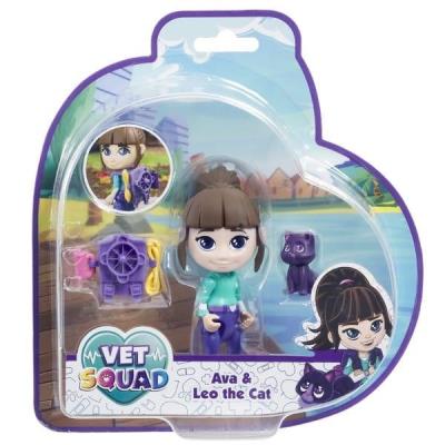 Opakowanie Super Vet Squad. Laleczka Ava i kot Leo