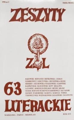 Okładka książki Zeszyty literackie 63 3/1998