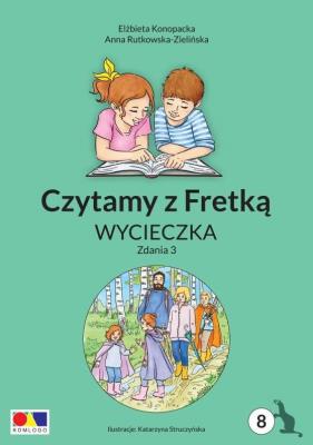 Czytamy z Fretką cz.8 Wycieczka. Zdania 3. Autor: Elżbieta Konopacka, Anna Rutkowska-Zielińska. SmakLiter.pl Okładka książki Czytamy z Fretką cz.8 Wycieczka. Zdania 3