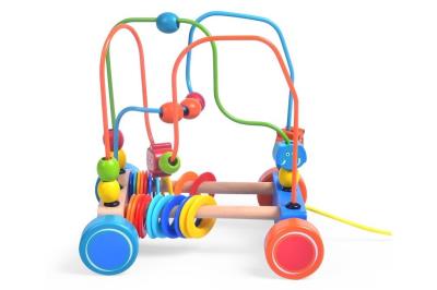 Opakowanie Drewniane auto labirynt do ciągnięcia