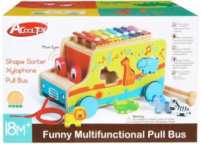 Opakowanie Drewniany autobus do ciągnięcia