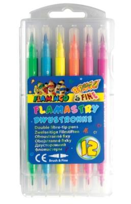 Opakowanie Flamastry flamingo dwustronne spieralne 12 kolorów