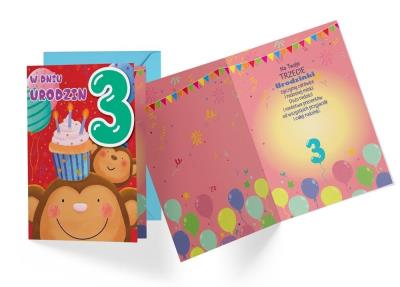 Opakowanie Karnet B6 DK-601 Urodziny 3 małpki