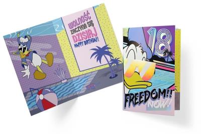 Opakowanie Karnet B6 DS-023 Urodziny 18 Kaczor Donald