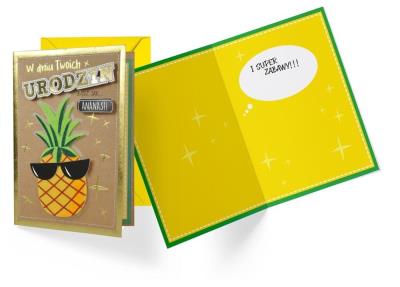 Karnet B6 FR-013 Urodziny ananas. Wydawca: Kukartka. SmakLiter.pl Opakowanie Karnet B6 FR-013 Urodziny ananas
