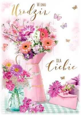 Opakowanie Karnet B6 PR-042 Urodziny kwiaty