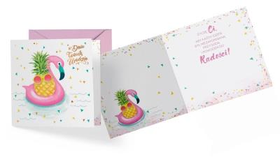 Opakowanie Karnet kw DK-686 Urodziny flaming, ananas