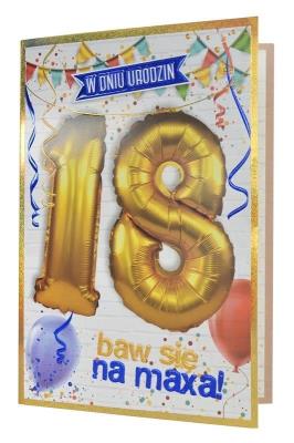 Opakowanie Karnet QBL-002 Urodziny 18 + balony