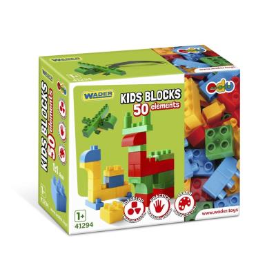 Klocki Kids Blocks 50 elementów. Wydawca: Wader. SmakLiter.pl Opakowanie Klocki Kids Blocks 50 elementów