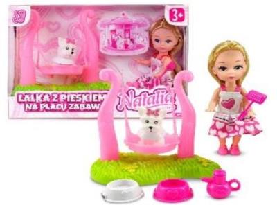 Opakowanie Lalka Natalia z pieskiem na placu zabaw 10cm