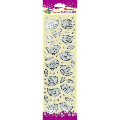 Opakowanie Naklejki foliowe ptaszki przezroczysto-srebrne