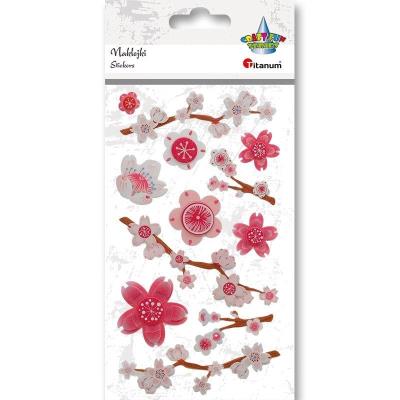 Opakowanie Naklejki foliowo-papier. 3D kwiaty wiśni mix 12szt