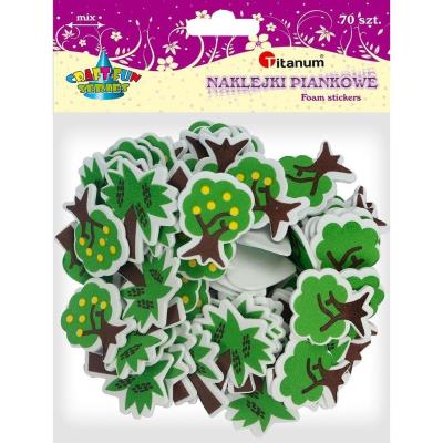 Opakowanie Naklejki piankowe drzewa mix 70szt