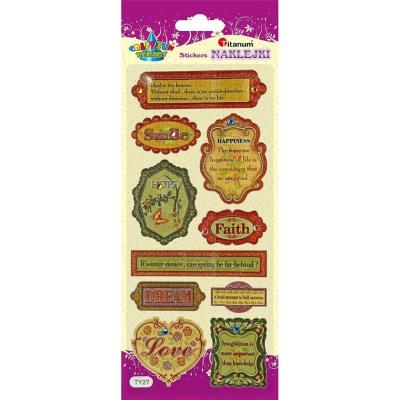 Opakowanie Naklejki wypukłe miękkie ramki z napisem mix 10szt