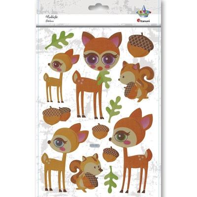 Opakowanie Naklejki wypukłe miękkie zwierzęta leśne mix 13szt