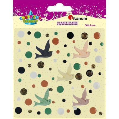 Opakowanie Naklejki żywica 3D ptaszki 5szt + kółka mix 60szt