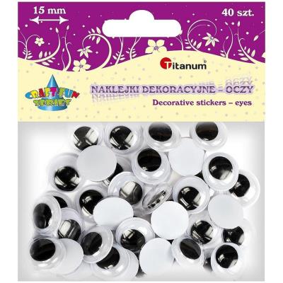 Opakowanie Oczy samoprzylepne bez rzęs 15mm okrągłe 40szt