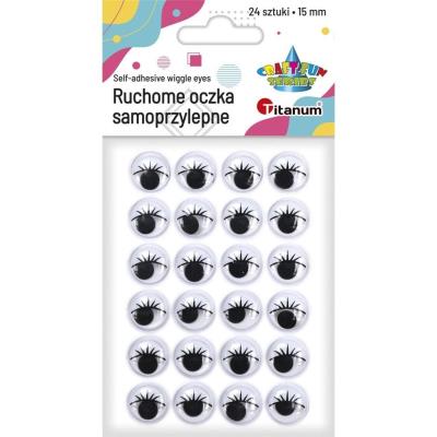 Opakowanie Oczy samoprzylepne z rzęsami 15mm okrągłe 24szt