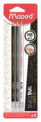 Opakowanie Ołówek z gumką Maped Blackpeps Deco HB 3 sztuki blister