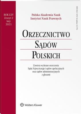 Okładka książki Orzecznictwo Sądów Polskich 2/2021