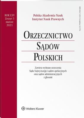 Okładka książki Orzecznictwo Sądów Polskich 3/2021