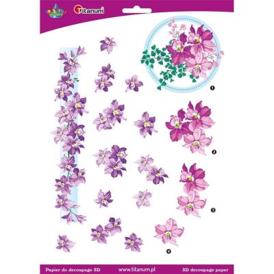 Opakowanie Papier do decoupage 3D kwiaty clematis arkusz