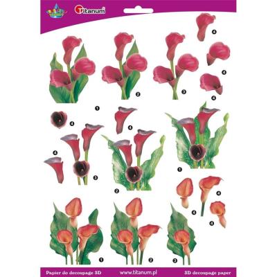 Opakowanie Papier do decoupage 3D kwiaty kalie arkusz