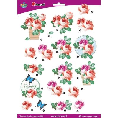 Opakowanie Papier do decoupage 3D kwiaty róże arkusz