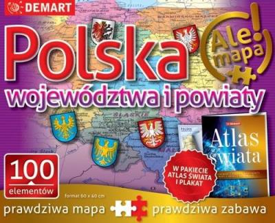 Opakowanie Puzzle Polska-województwa i powiaty+atlas i plakat