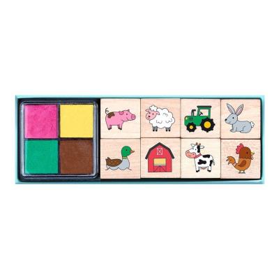 Stempelki Drewniane - Zwierzęta na Farmie. Wydawca: Moses. SmakLiter.pl Opakowanie Stempelki Drewniane - Zwierzęta na Farmie