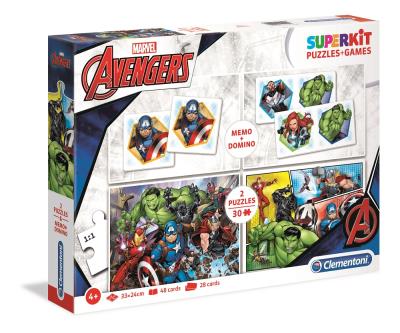 Opakowanie Superkit puzzle 2x30 + memo + domino Avengers