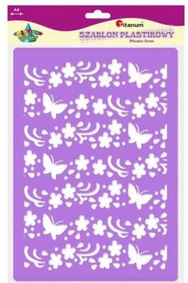 Opakowanie Szablon plastikowy A4 kwiaty, motyle mix fioletowy