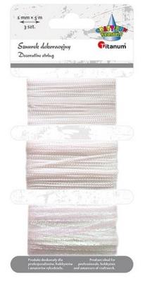 Opakowanie Sznurek nylonowy 1.5mmx5m + wstążka 5mm perła 3szt