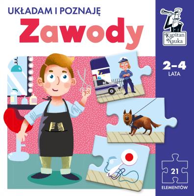 Układam i poznaję Zawody Kapitan Nauka. Autor: Urbaniak Katarzyna. SmakLiter.pl Okładka książki Układam i poznaję Zawody Kapitan Nauka