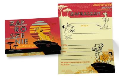 Opakowanie Zaproszenie ZD-013 Król Lew (5 szt.)