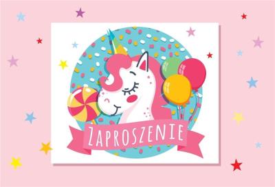 Opakowanie Zaproszenie ZZ-066 Jednorożec baloniki (5 szt.)