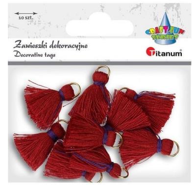Opakowanie Zawieszki frędzle z muliny czerwone 10szt