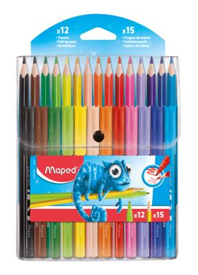 Opakowanie Zestaw Pulse kredki 15 kol + flamastry 12 kol