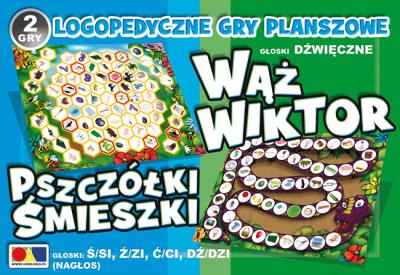 2 gry Wąż Wiktor/Pszczółki Śmieszki. Wydawca: KOMLOGO. SmakLiter.pl Opakowanie 2 gry Wąż Wiktor/Pszczółki Śmieszki