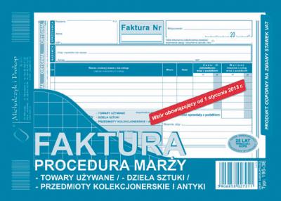 Opakowanie Faktura-procedura marży-towary używane A5