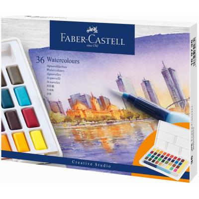 Farby akwarelowe Faber-Castell w kostkach 36 kolorów. Wydawca: Faber-Castell. SmakLiter.pl Opakowanie Farby akwarelowe Faber-Castell w kostkach 36 kolorów