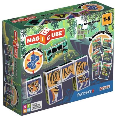 Opakowanie Geomag Magicube Jungle Animals + Cards 9 el.