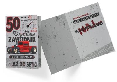 Karnet PR-318 Urodziny 50 (samochód). Wydawca: Kukartka. SmakLiter.pl Opakowanie Karnet PR-318 Urodziny 50 (samochód)