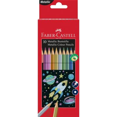 Kredki ołówkowe metaliczne Faber-Castell sześciokątne 10 kolorów. Wydawca: Faber-Castell. SmakLiter.pl Opakowanie Kredki ołówkowe metaliczne Faber-Castell sześciokątne 10 kolorów