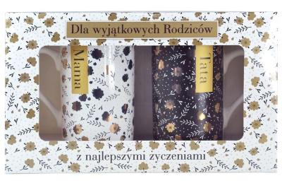 Opakowanie Kubek komplet Q 808 Mama/Tata (kwiaty)