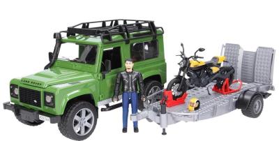 Opakowanie Land Rover Defender z przyczepą i motocyklem