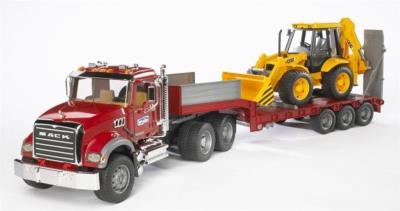 Opakowanie MACK z naczepą i koparko-ładowarką JCB