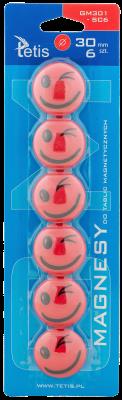 Opakowanie Magnesy do tablic 30mm/6 uśmiech czerwone